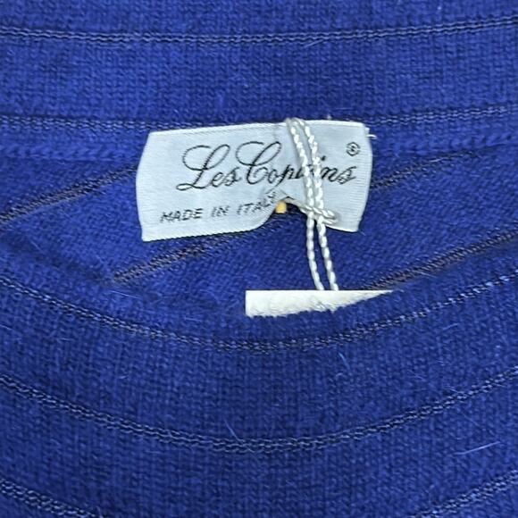 NWT Vintage Les Copains Blue Sheer Striped Sweater - Picture 4 of 6